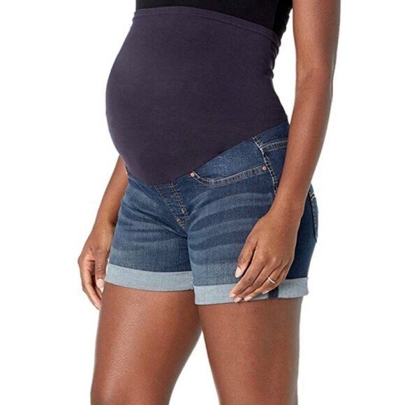 Levis Signature Maternity Denim Shorts With Over-Belly Band - Picture 1 of 16